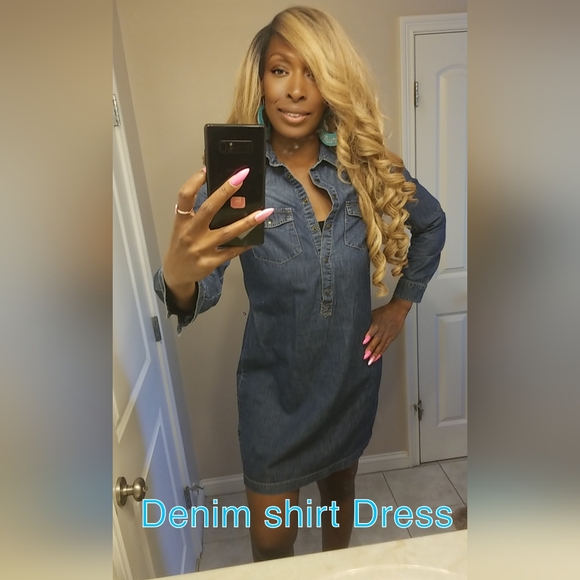 Denim Shirt Dress size Medium - Picture 2 of 12
